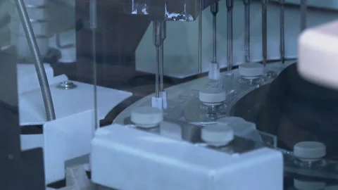Automated process of biological samples research in biochemistry analyzer. Stock Footage 168632774