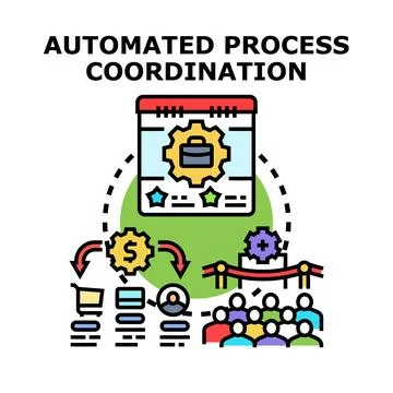 Automated process coordination improving business workflow efficiency Stockillustratie