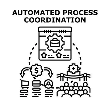 Automated process coordination improving business workflow efficiency Illustrazione stock