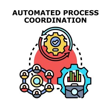 Automated process coordination optimizing business management and teamwork 스톡 일러스트