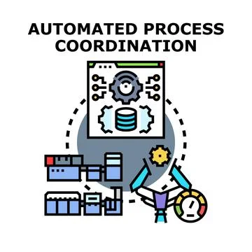 Automated process coordination optimizing workflow management system Illustrazione stock