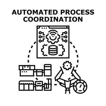 Automated process coordination optimizing workflow management system 스톡 일러스트