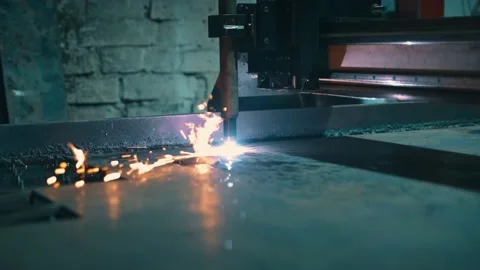 Automated process of plasma metal processing on a special machine. Stock Footage 225875587