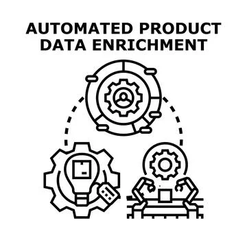 Automated product data enrichment process improving business efficiency Stock Illustration