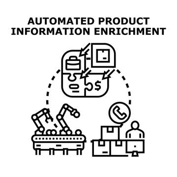 Automated product information enrichment vector concept Stock Illustration
