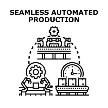 Automated production creating efficient industrial manufacturing process Stock Illustration