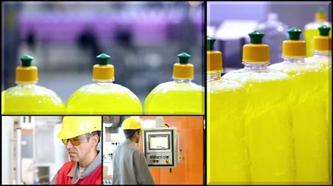 Automated Production Line - Cleaning Products Stock Footage