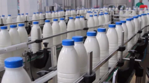 Automated production line in modern dairy factory Stock Footage