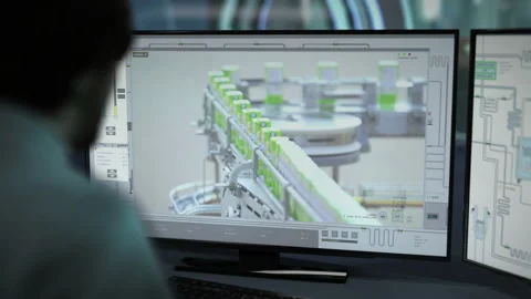 Automated Production Line Supervisor System Ui Used By Factory Engineer Stock Footage 195705836