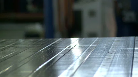 Automated production machine pulls panel, close-up Video stock 57796482