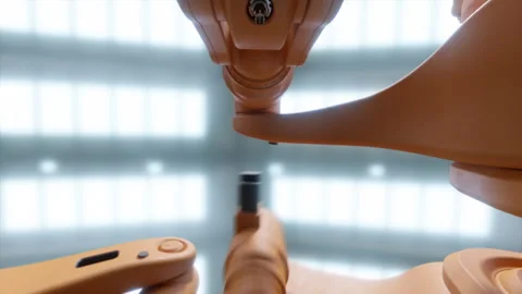 Automated production of microchips using automated manipulators on the produc Stock Footage 292866308