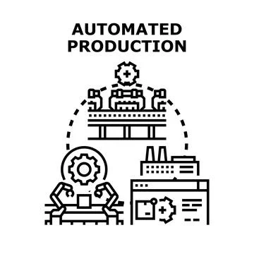 Automated production process with industrial robotic arm line イラスト素材