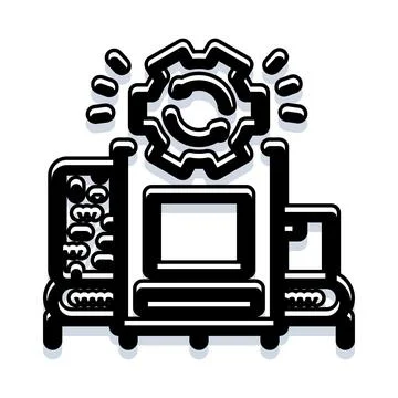 Automated production process with integrated computer management system 库存插图