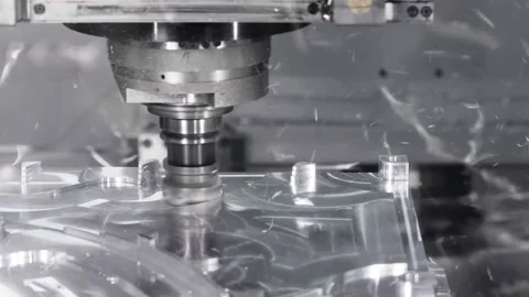 Automated Programmed CNC vertical milling machine. Stock Footage 148496501