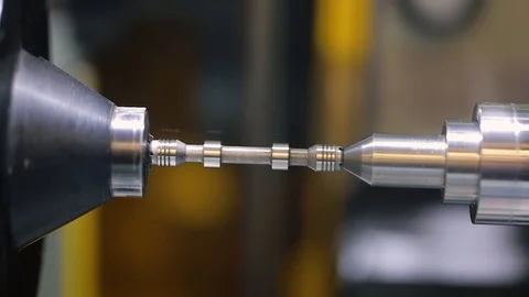 Automated programmed machine for metal processing. CNC milling machine. Lathe Stock Footage 92174595