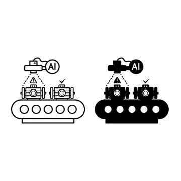 Automated Quality Control Icons. Line and Glyph Vector Illustrations. Smart.. Иллюстрация