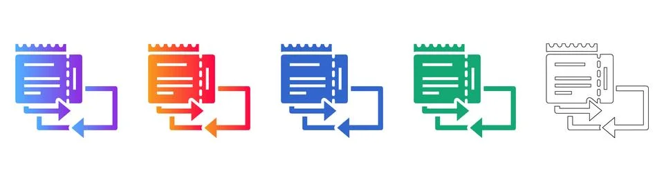 Automated Receipt Processing Icon Set Stock Illustration