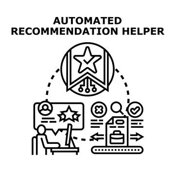 Automated recommendation helper concept for digital customer experience Stock Illustration