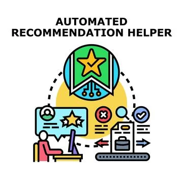 Automated recommendation helper concept for digital customer experience Stock Illustration