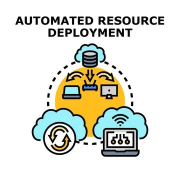 Automated resource deployment cloud computing system concept Stock Illustration