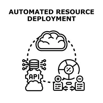 Automated resource deployment managing cloud server infrastructure Stock Illustration