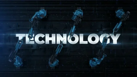 Automated Robot Arm Assembly Line Technology text label. Technology concept. Stock Footage 172483002