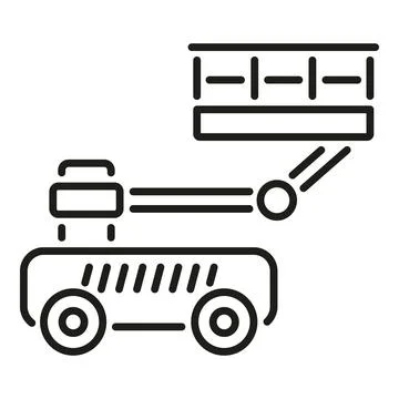 Automated robot arm loading items onto conveyor belt Stock Illustration