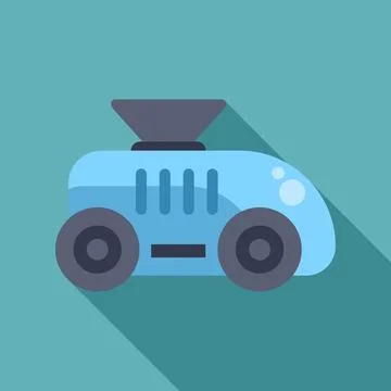 Automated robot car transporting goods flat design Stock Illustration