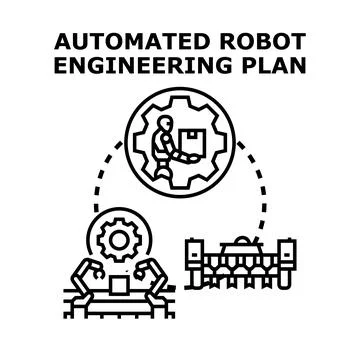 Automated robot engineering plan strategy development Illustrazione stock