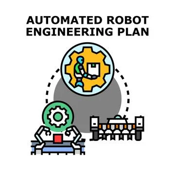 Automated robot engineering plan strategy development Stock Illustration
