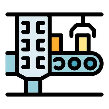 Automated robotic arm operating on conveyor belt Stock Illustration