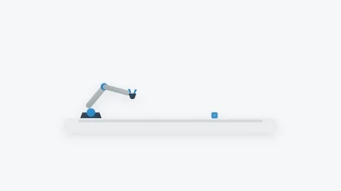 Automated Robotic Arm Reaching and Grasping Blue Cube on Rounded Workspace .. Видео 346202279