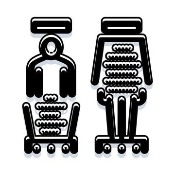 Automated robotic arms assembling industrial product machine Stock Illustration