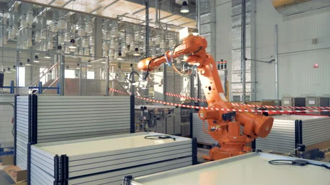 Automated Robotic Arms Assembling innovative product - solar panels. Stock-Footage 94834193
