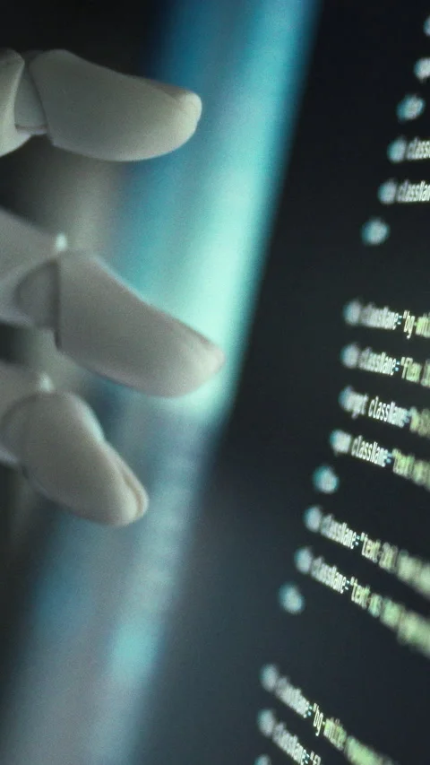 An automated robotic hand executes precise gestures under software control t Stock Footage 347278752