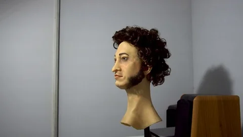 Automated Robotic Talking Human Head Stock Footage 76301678