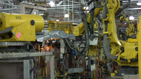 Automated Robotic Time Lapse Welding Shot Automation Car Parts Stockbeeldmateriaal 38375583