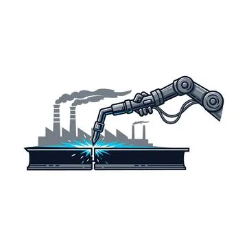 Automated robotic welding arm working in industrial factory Stock Illustration
