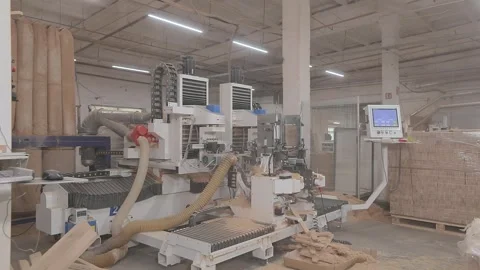 Automated routing process creates an interlocking joint for furniture Video stock 347220098