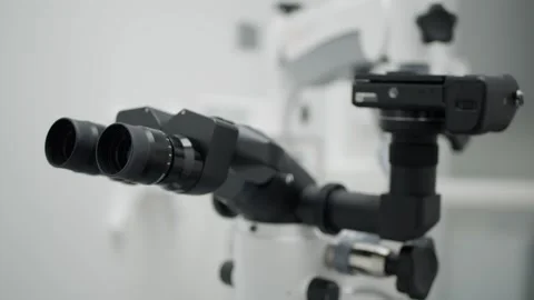 Automated scientific microscope close-up. Stock Footage 255226542