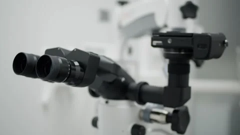 Automated scientific microscope close-up. Stock Footage 255226547