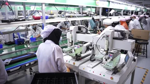 Automated screwing machine applying screws in smartphone Production Видео 247154351