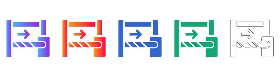 Automated Security Barrier Icons in Multiple Styles Stock Illustration