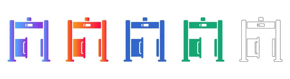 Automated Security Gate Icon Set Stock Illustration