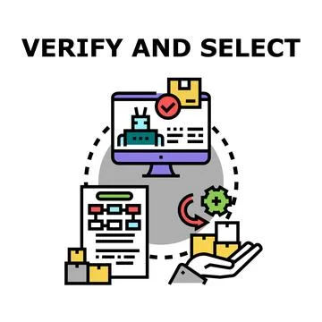 Automated selection process with robot and packages Stock Illustration