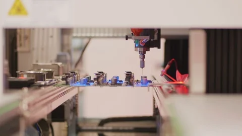 Automated selective conformal coating board by robot system Stock Footage 105302688