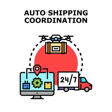 Automated shipping coordination for efficient modern logistics and delivery 库存插图