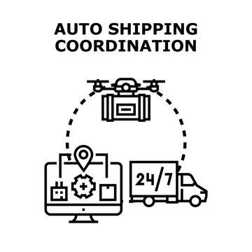 Automated shipping coordination for efficient modern logistics and delivery 스톡 일러스트