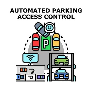 Automated smart parking system accessing service Stock Illustration