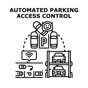 Automated smart parking system accessing service Stock Illustration